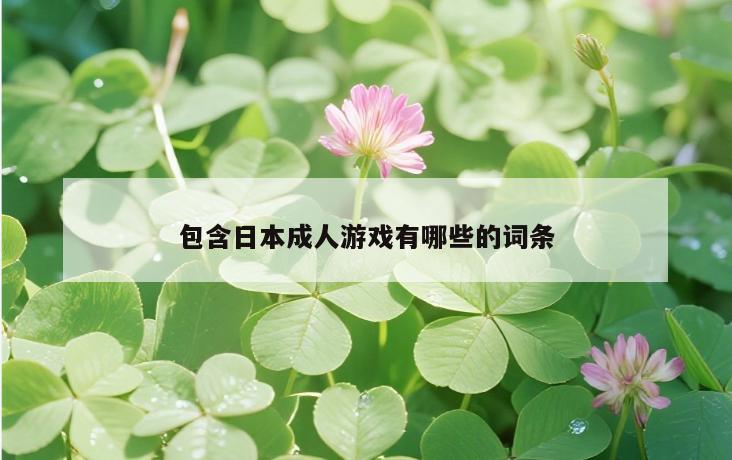 包含日本成人游戏有哪些的词条