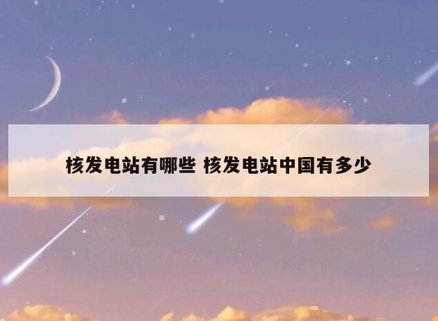核发电站有哪些 核发电站中国有多少