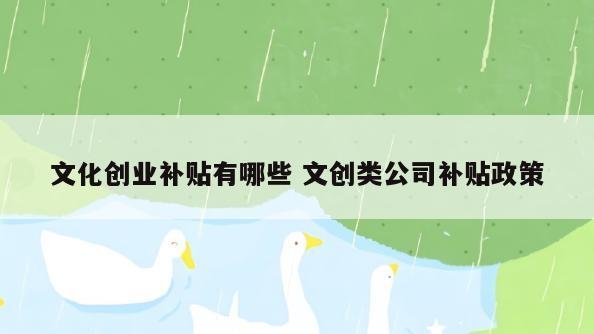 文化创业补贴有哪些 文创类公司补贴政策