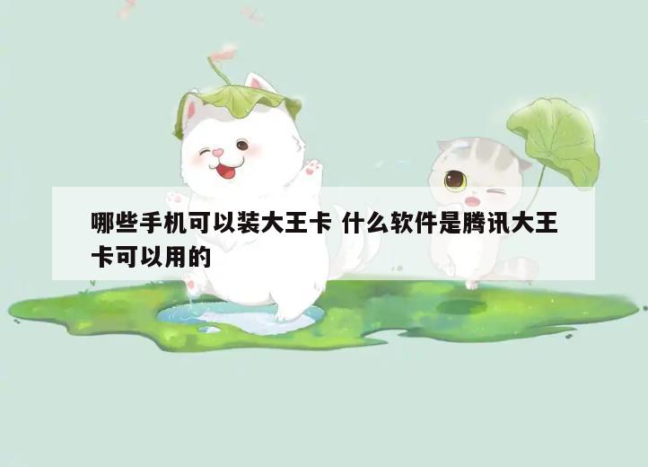 哪些手机可以装大王卡 什么软件是腾讯大王卡可以用的