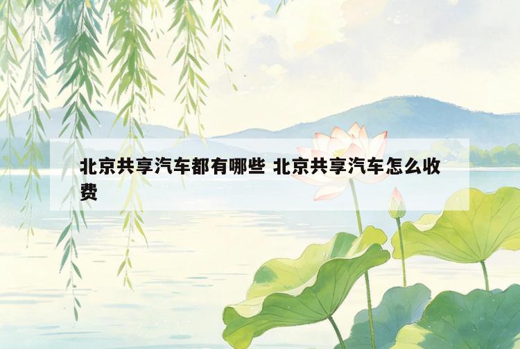 北京共享汽车都有哪些 北京共享汽车怎么收费