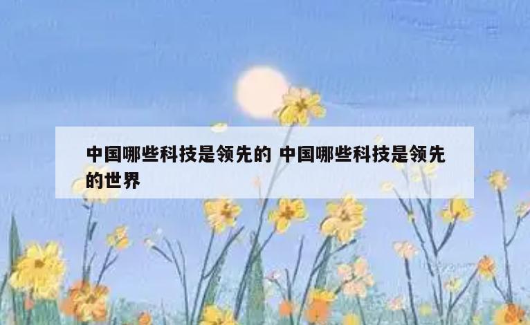 中国哪些科技是领先的 中国哪些科技是领先的世界