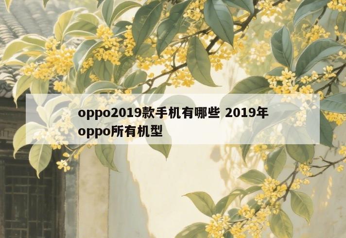 oppo2019款手机有哪些 2019年oppo所有机型