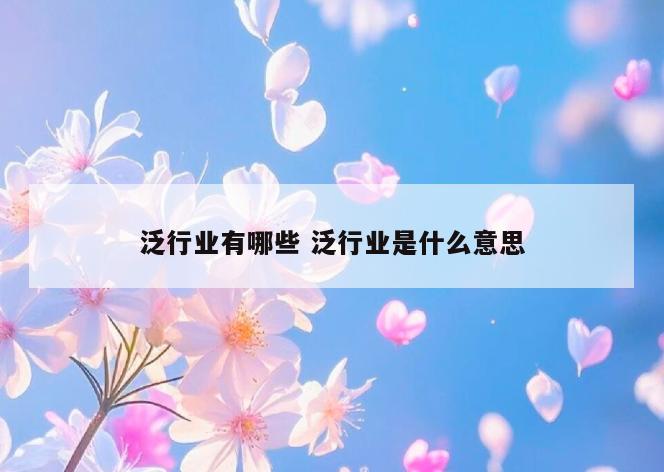 泛行业有哪些 泛行业是什么意思