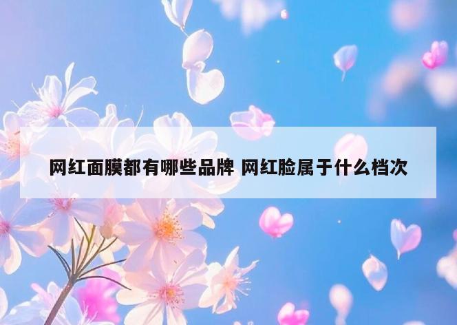 网红面膜都有哪些品牌 网红脸属于什么档次