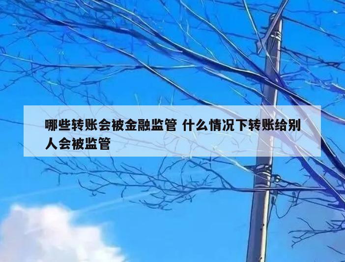 哪些转账会被金融监管 什么情况下转账给别人会被监管