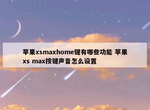 苹果xsmaxhome键有哪些功能 苹果xs max按键声音怎么设置