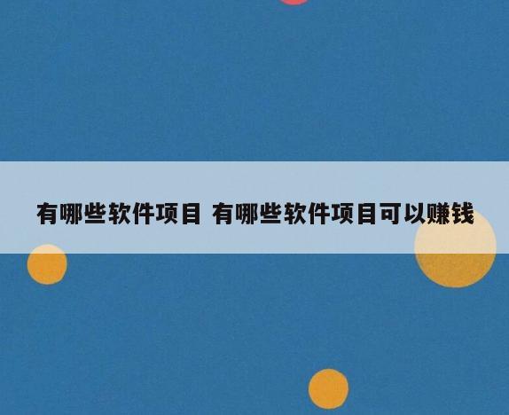 有哪些软件项目 有哪些软件项目可以赚钱