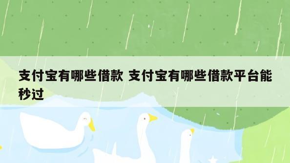 支付宝有哪些借款 支付宝有哪些借款平台能秒过