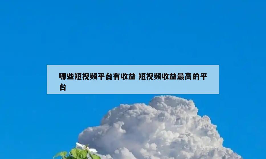 哪些短视频平台有收益 短视频收益最高的平台